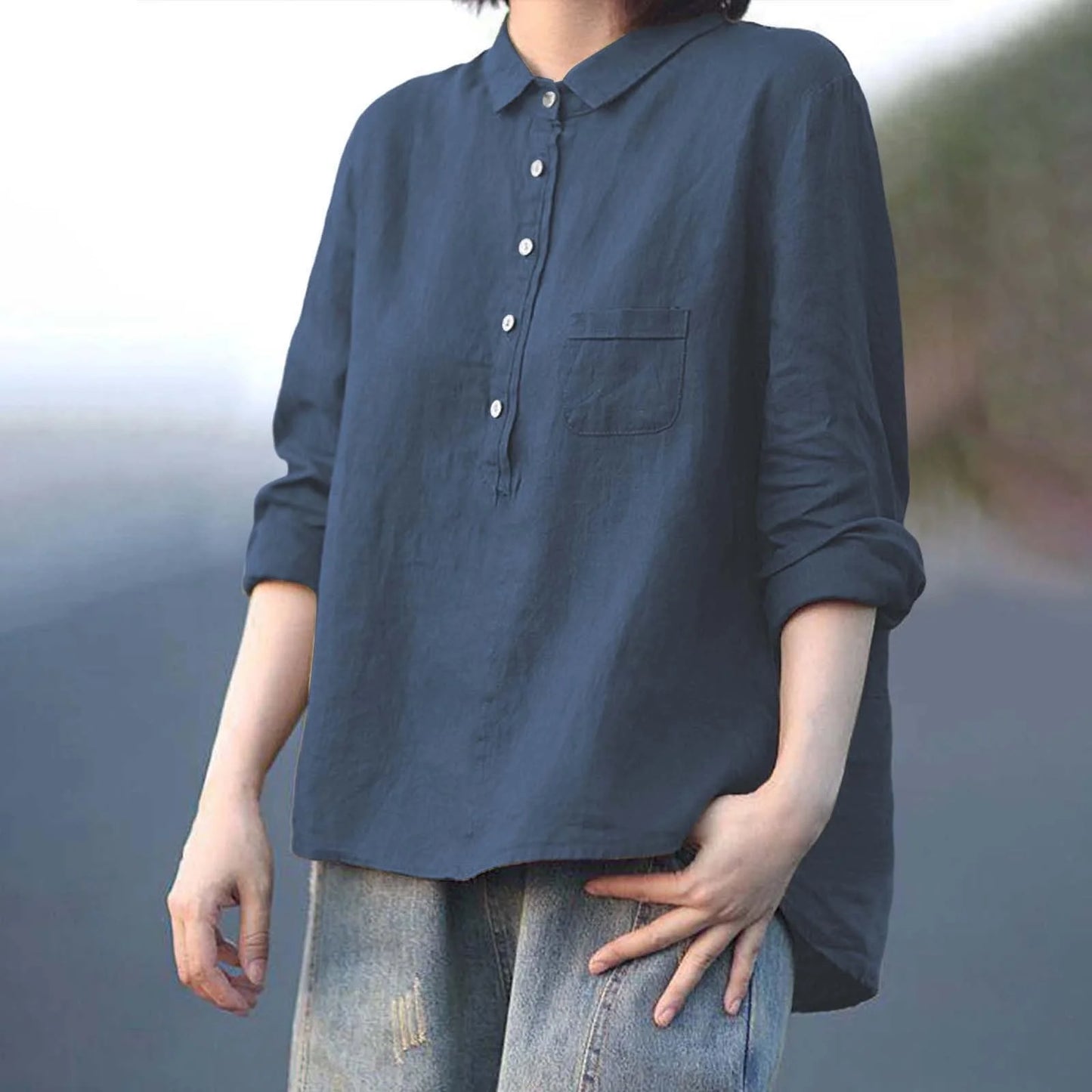 Women’s Summer Oversized Blouse | Long Sleeve, Tunic