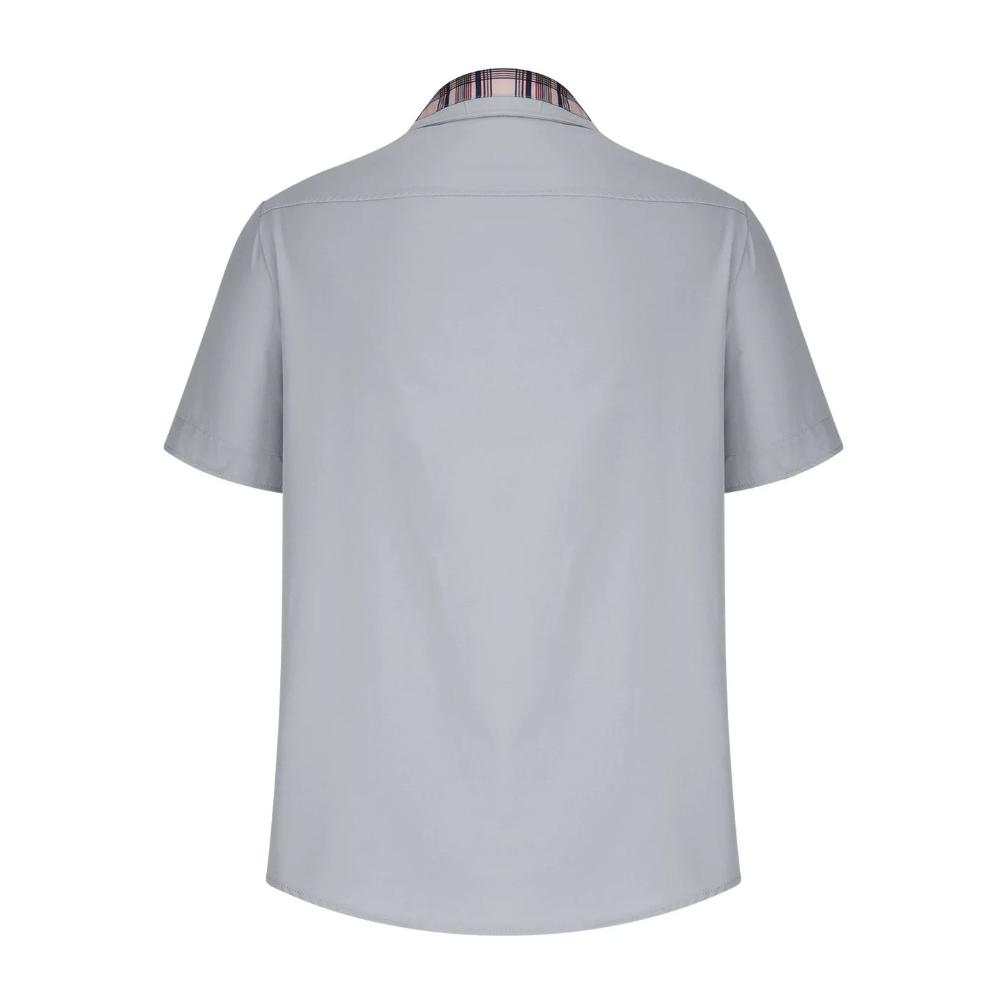 Men’s Summer Casual Shirt | Checked Trim, Short Sleeve
