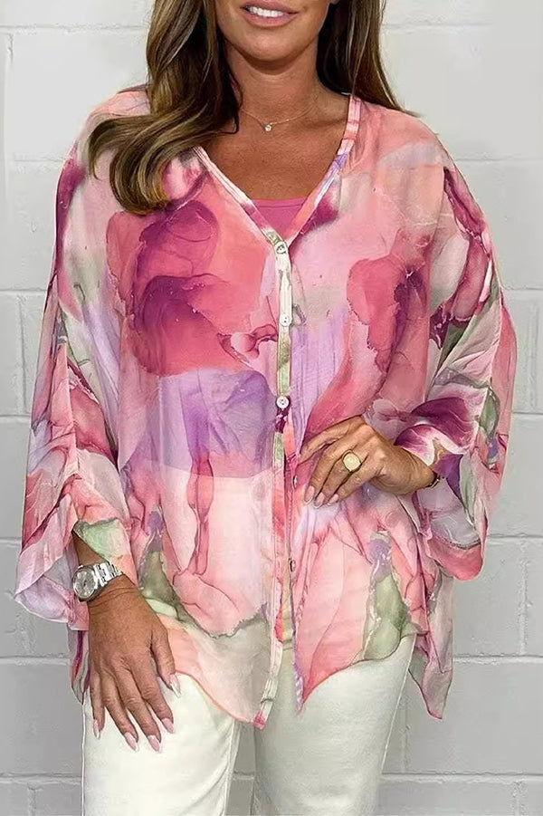Zia - Colourful loose-fit long-sleeve blouse