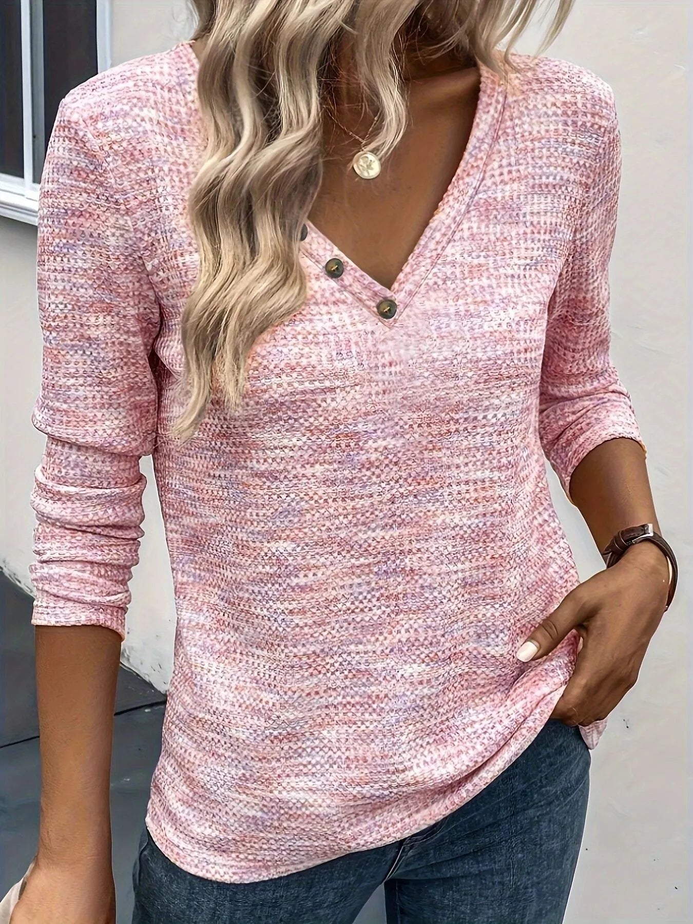 Adrianna - Elegant Long-Sleeve V-Neck Sweatshirt