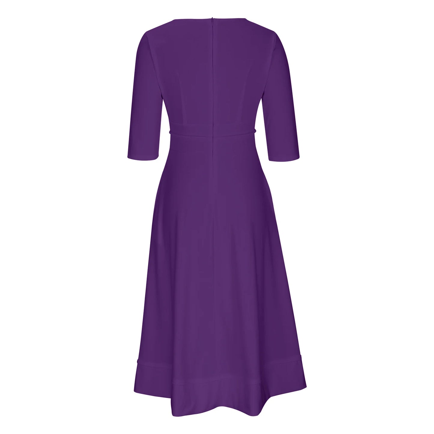 Women's Elegant A-Line Dress | Midi, Deep V-Neck