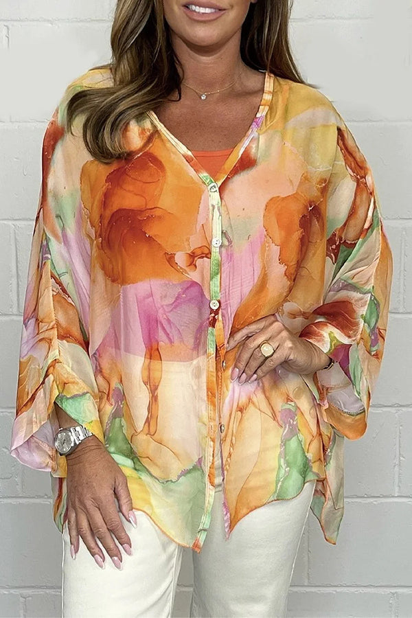 Zia - Colourful loose-fit long-sleeve blouse