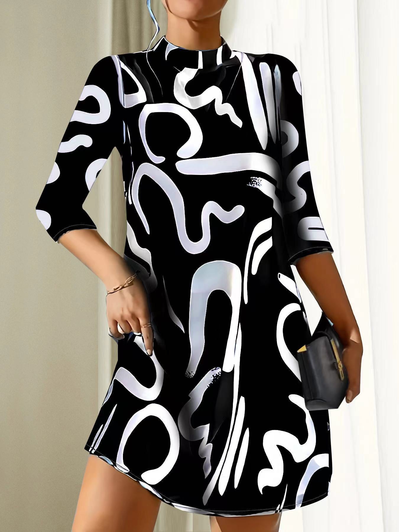 Women's Abstract Print Party Dress | Mini