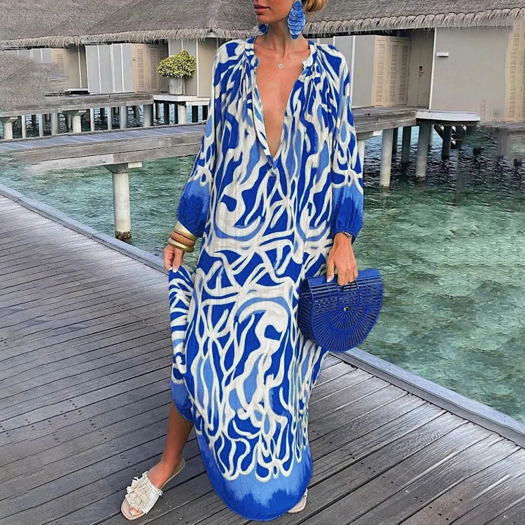 Xaira - Elegant loose long-sleeve colourful dress