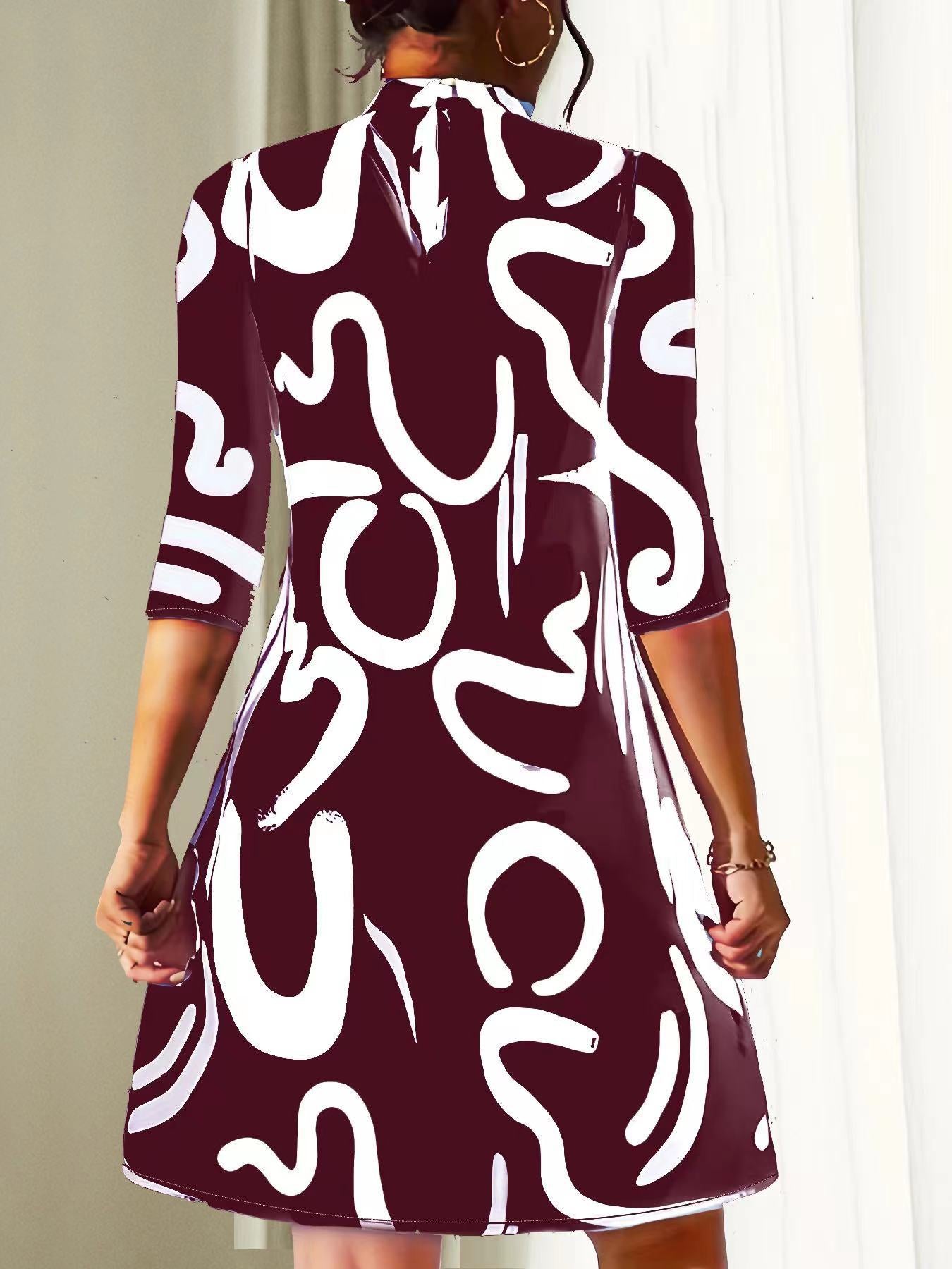 Women's Abstract Print Party Dress | Mini