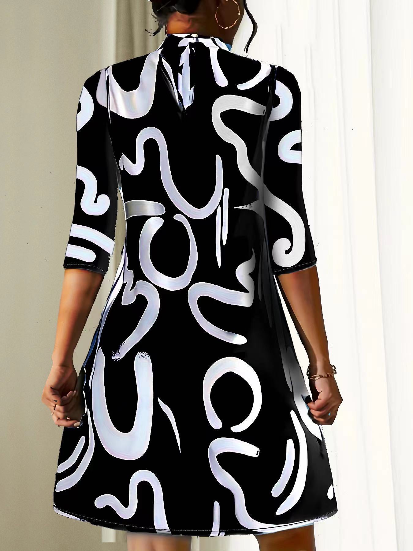 Women's Abstract Print Party Dress | Mini