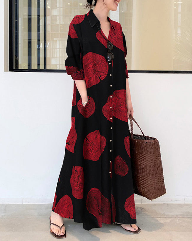 Juliane - Elegant buttoned long-sleeve maxi dress