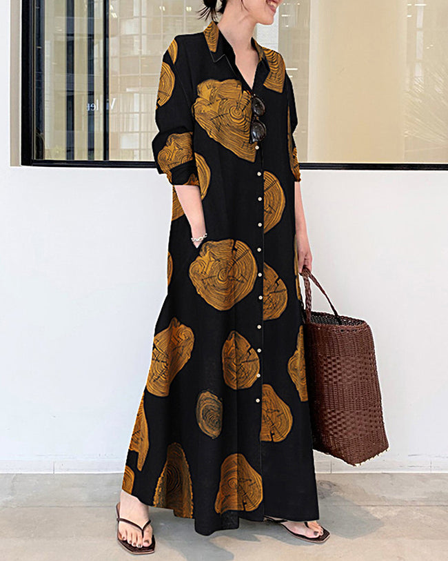 Juliane - Elegant buttoned long-sleeve maxi dress