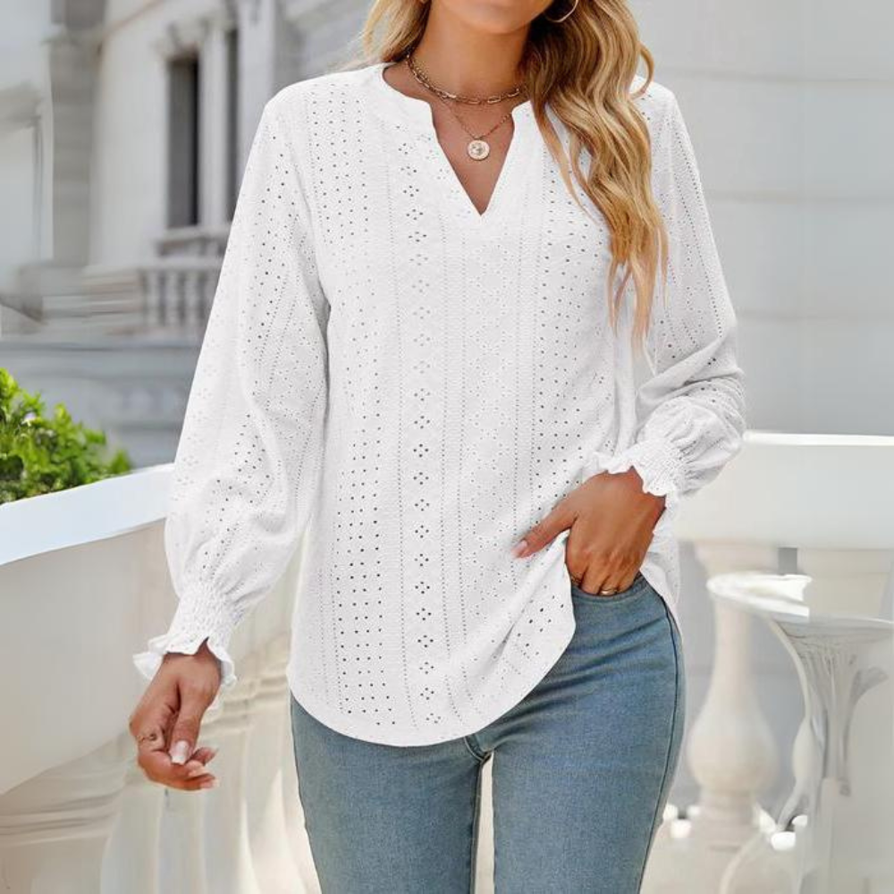 Wilanna - Elegant long-sleeved blouse with puffed sleeves