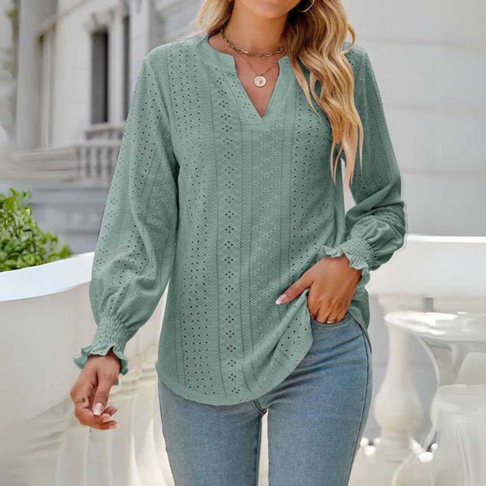 Wilanna - Elegant long-sleeved blouse with puffed sleeves