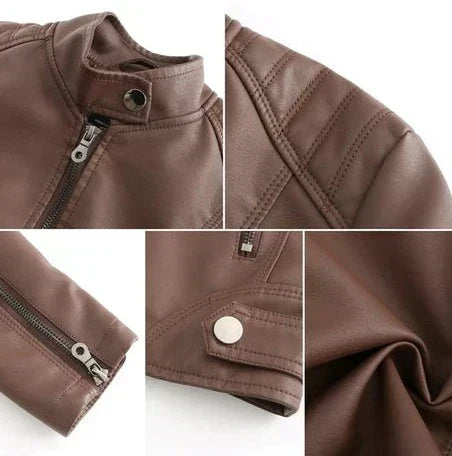 Chic Women's Leather Biker Jacket | Premium Quality, Stylish Design