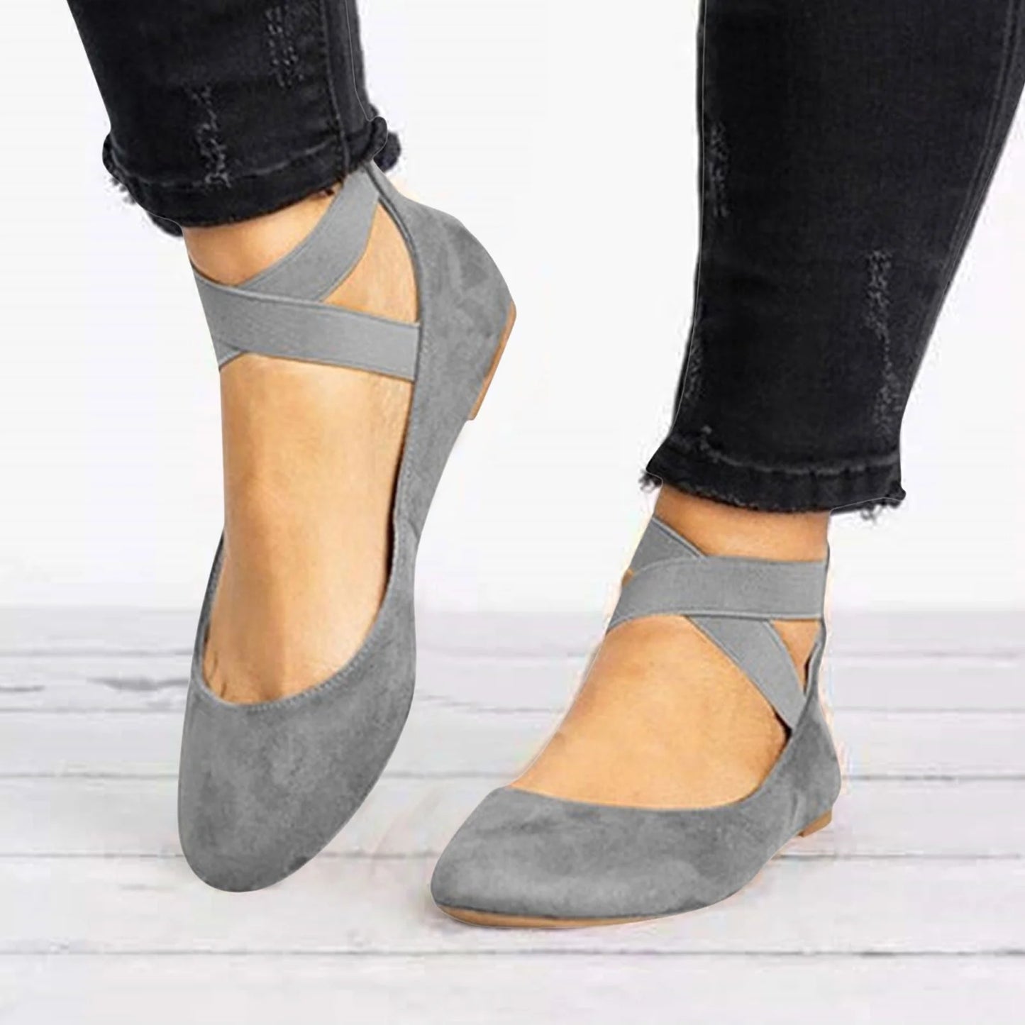 Women’s Summer Ballet Flats | Suede, Ankle Strap