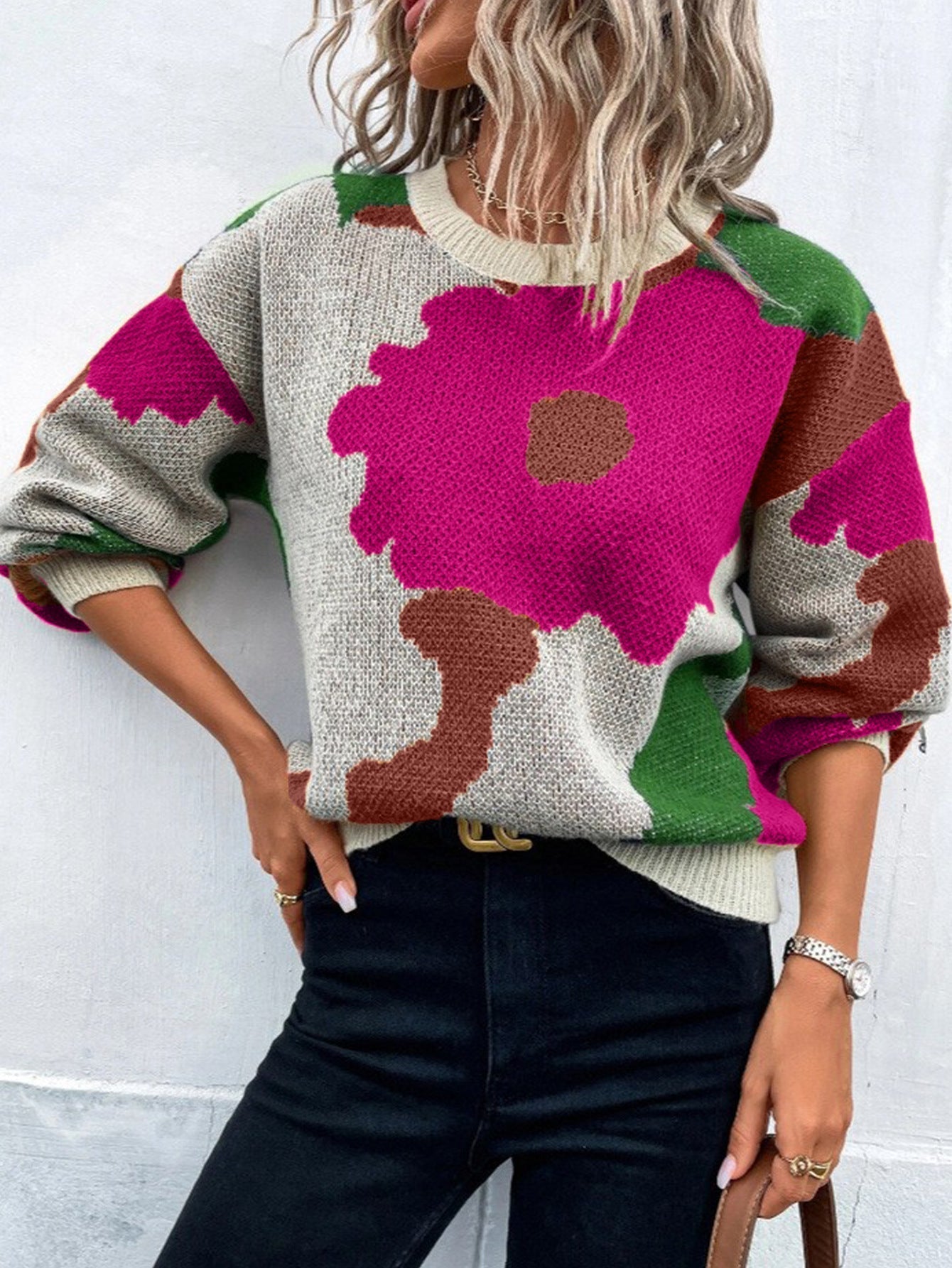 Liselotte - Cosy oversized floral print jumper