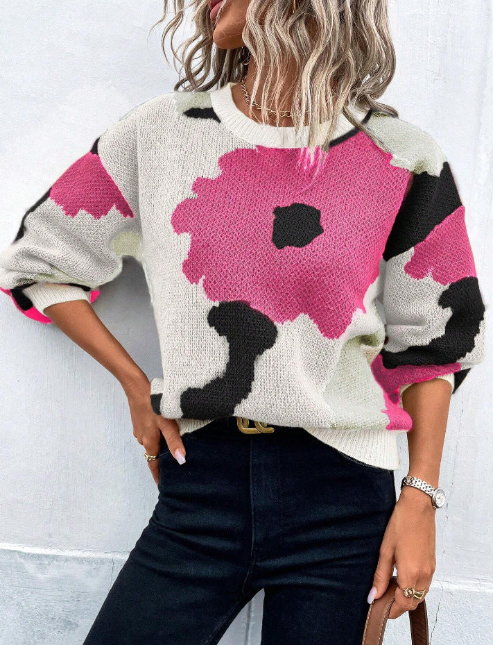 Liselotte - Cosy oversized floral print jumper