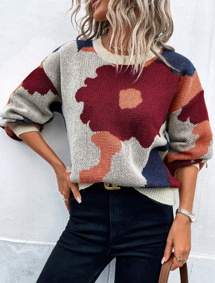 Liselotte - Cosy oversized floral print jumper