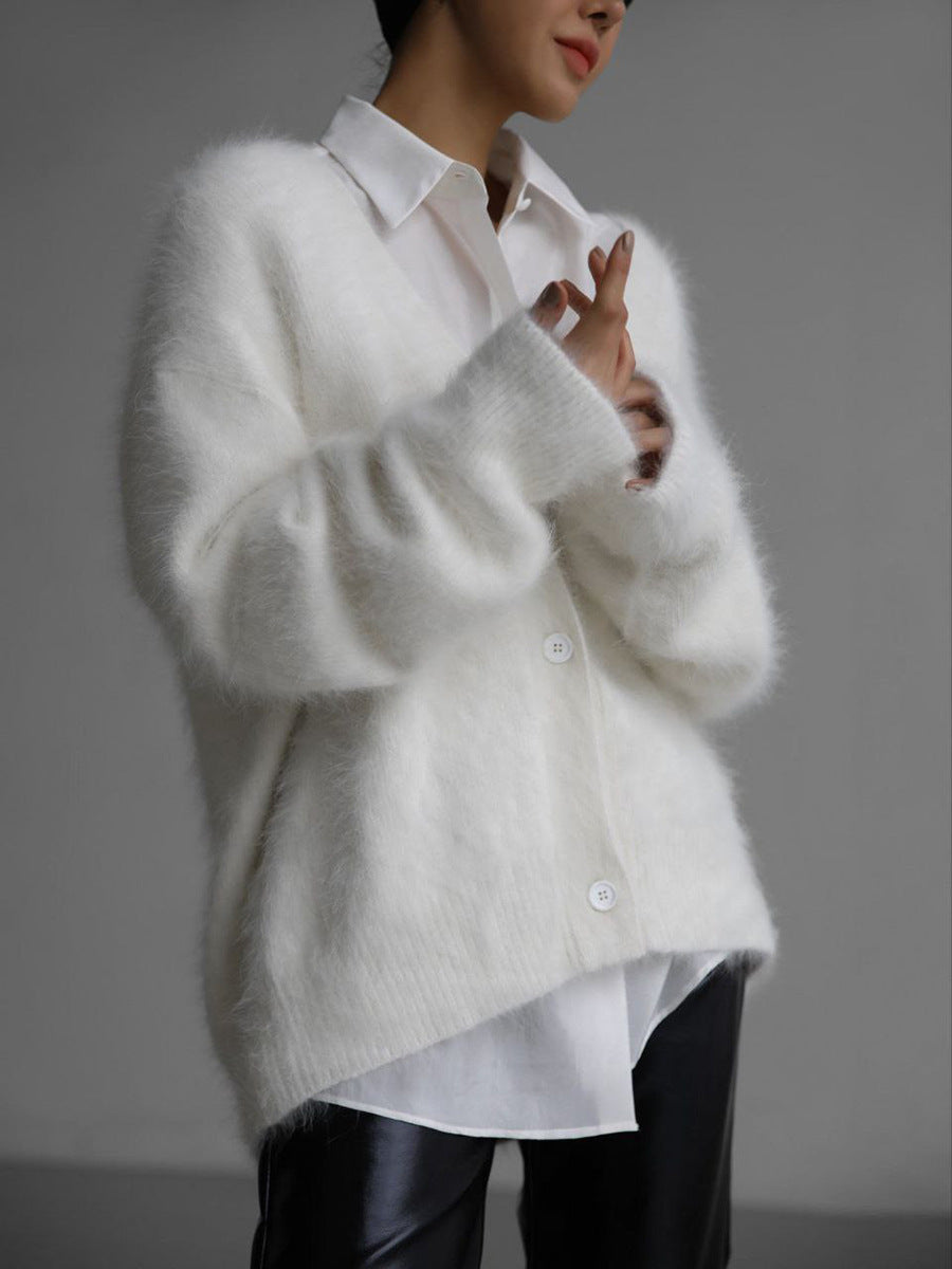 Alyssa - Elegant loose cardigan with deep V-neck