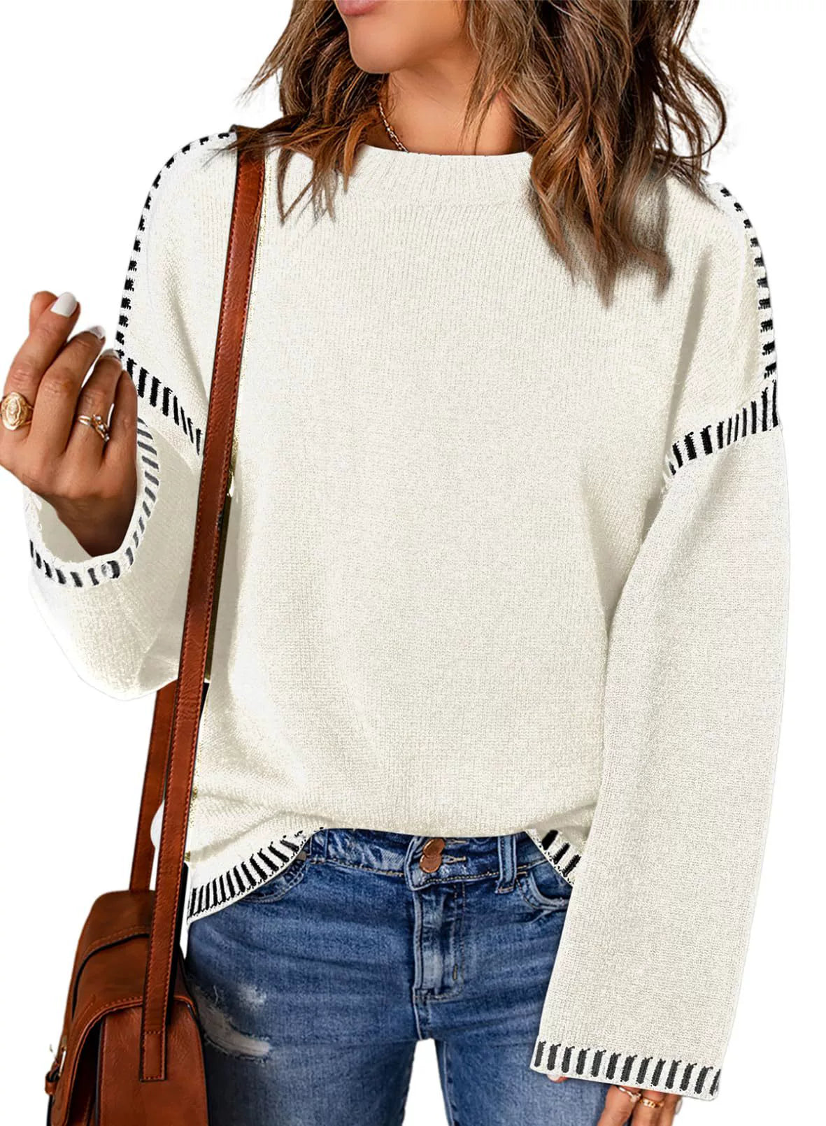 Zevina - Comfortable Loose Cable Knit Jumper