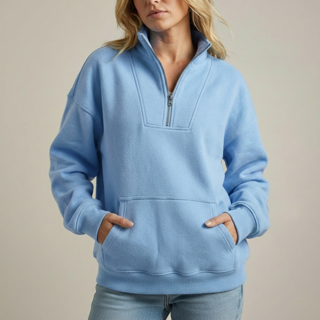 Yelena -Oversized warm quarter zip fleece sweater