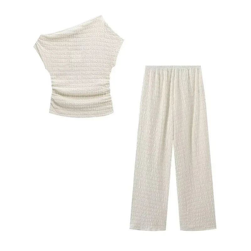 Women's Summer Co-Ord Set | Off Shoulder, High Waist