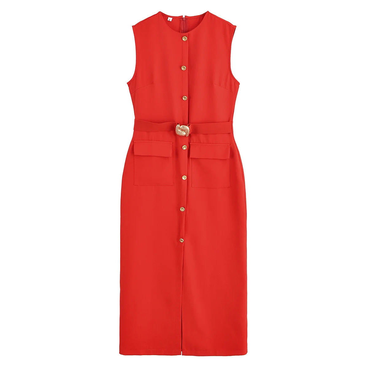 Women's Formal Midi Dress | Sleeveless, Belted
