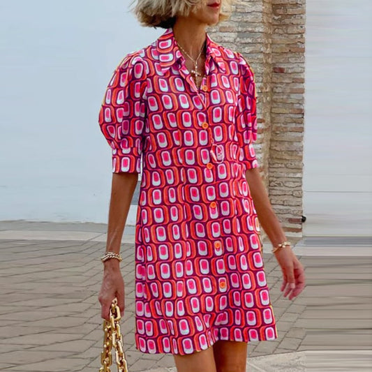 Quintelle - Printed button-down mini dress