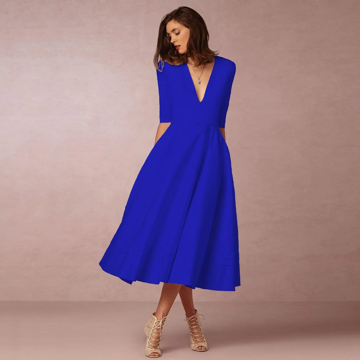 Women's Elegant A-Line Party Dress | Midi