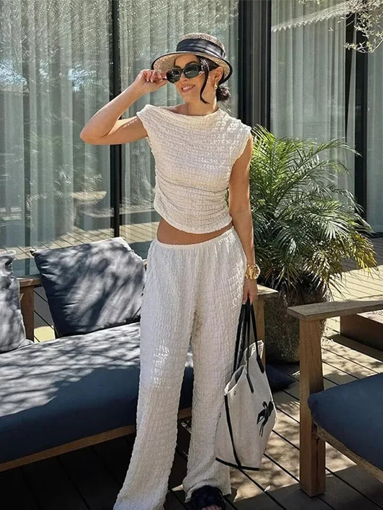 Women's Summer Co-Ord Set | Off Shoulder, High Waist