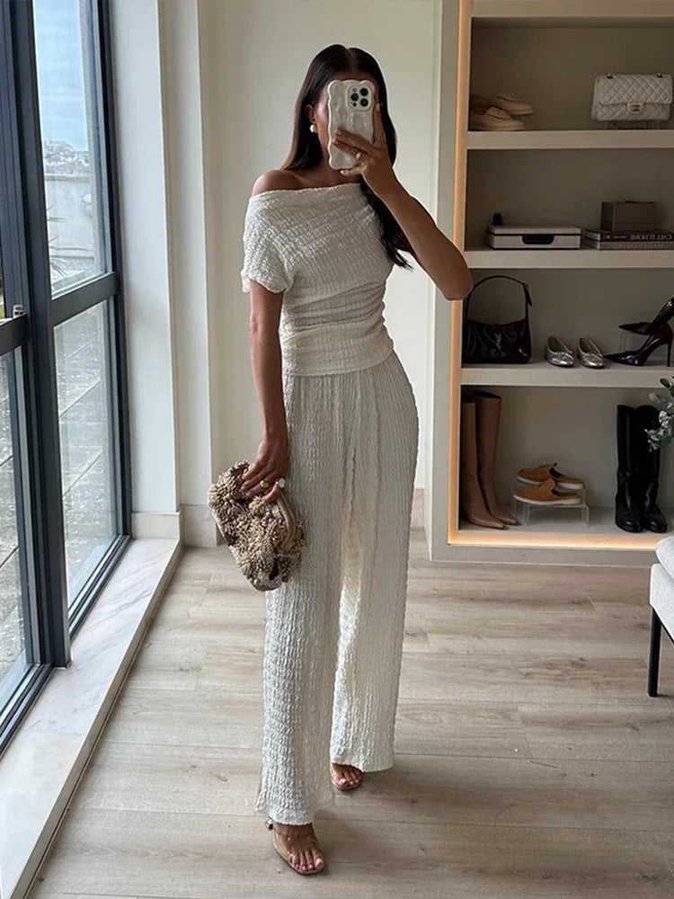 Women's Summer Co-Ord Set | Off Shoulder, High Waist