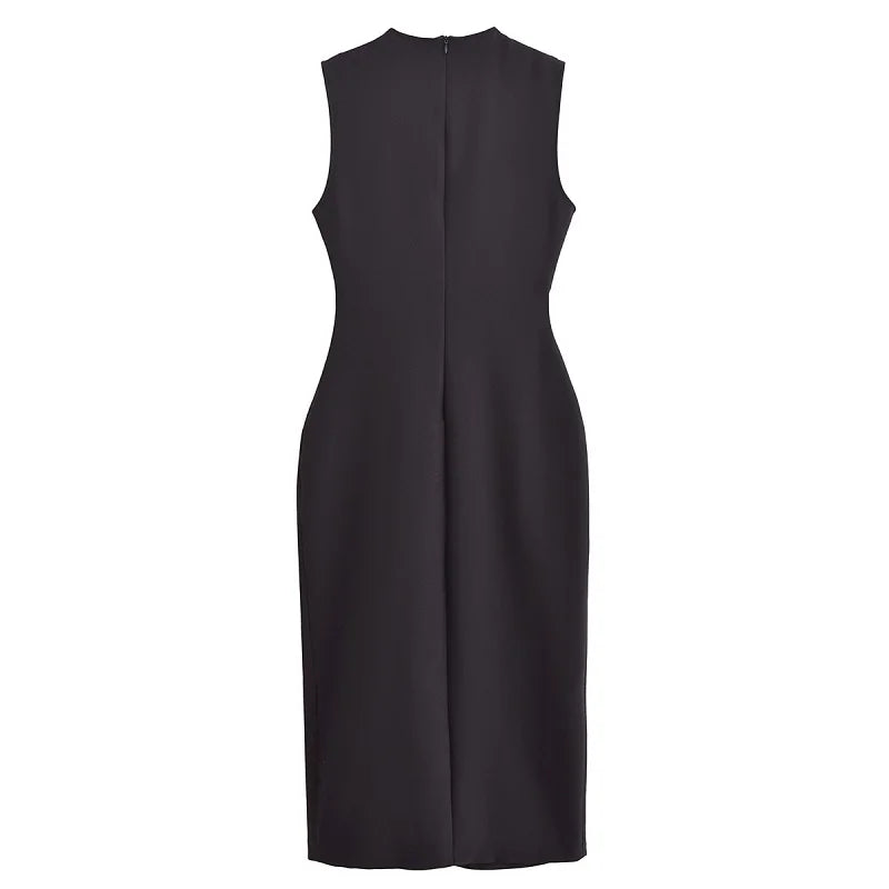 Women's Formal Midi Dress | Sleeveless, Belted