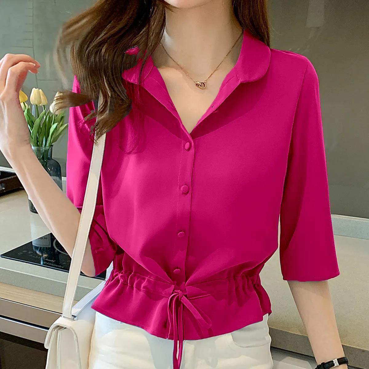 Zyrah - Elegant button-up polo blouse