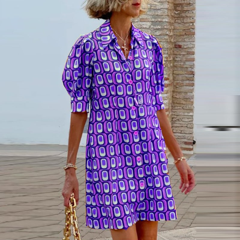 Quintelle - Printed button-down mini dress