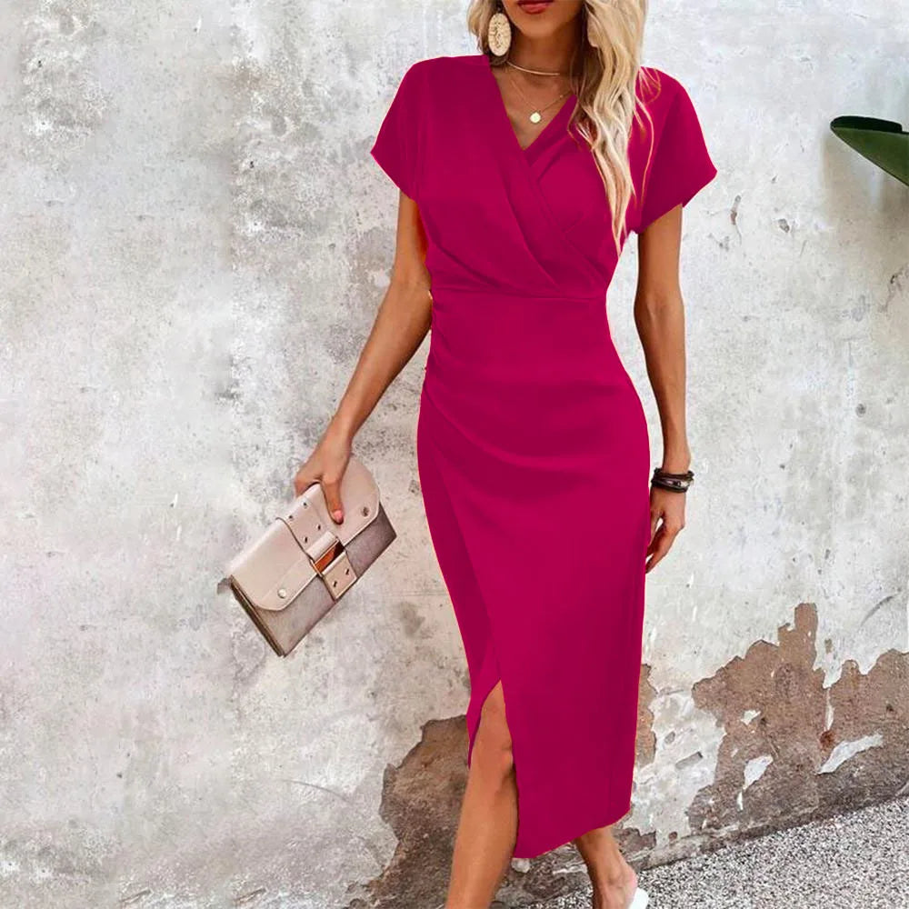 Women's Elegant Wrap Party Dress | Midi