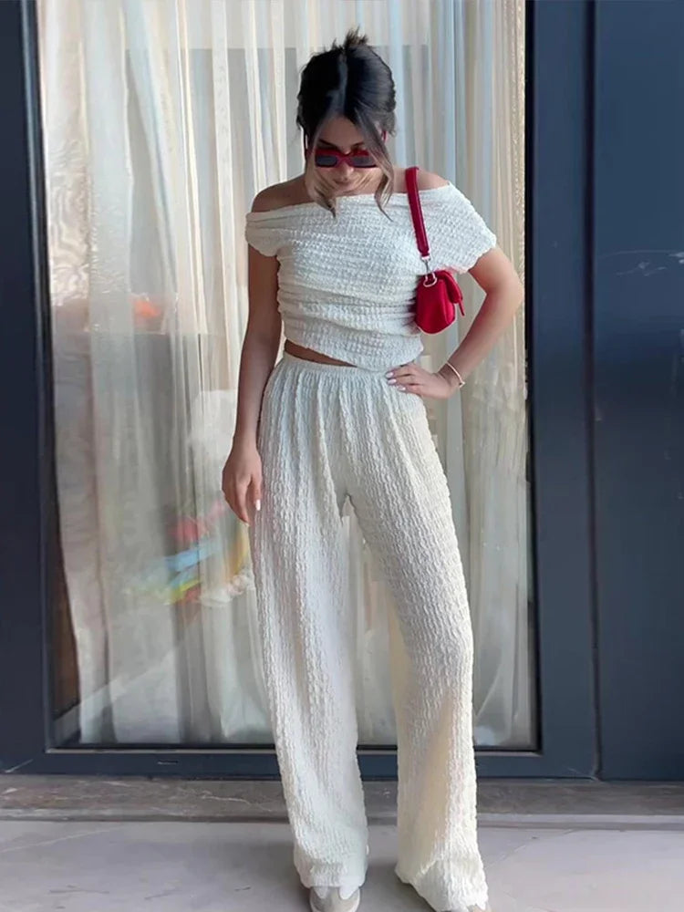 Women's Summer Co-Ord Set | Off Shoulder, High Waist