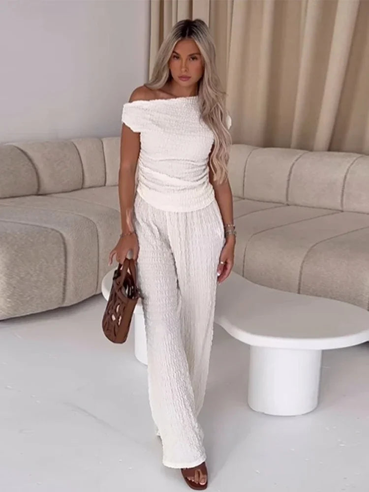 Women's Summer Co-Ord Set | Off Shoulder, High Waist