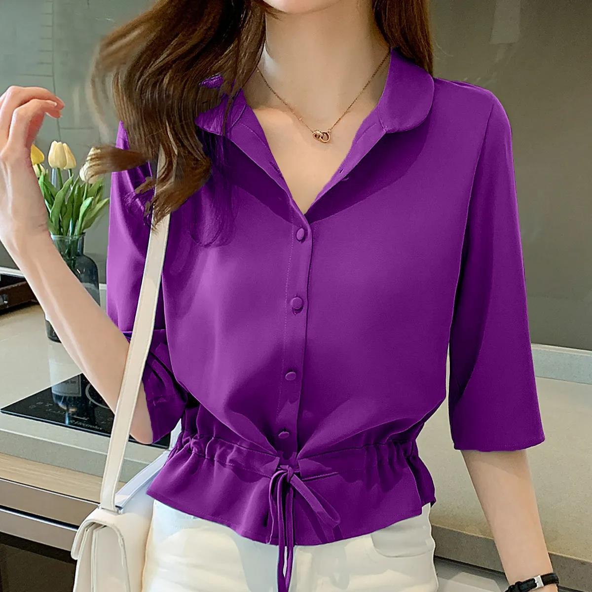 Zyrah - Elegant button-up polo blouse
