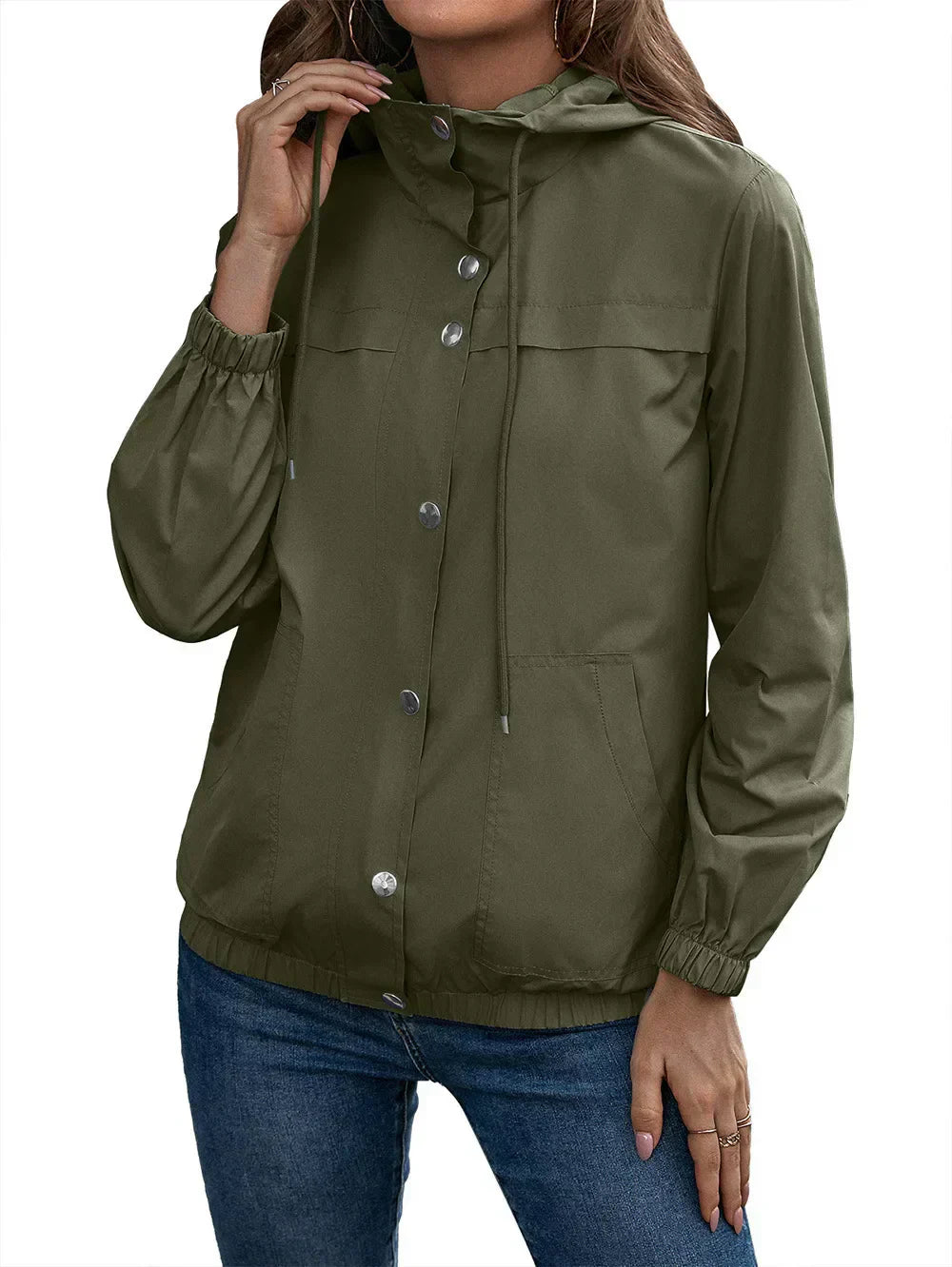 Yazenia - Casual outdoor button jacket with hood