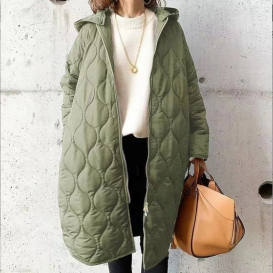 Elegant Women's Quilted Longline Jacket | Warm, Flattering, Versatile