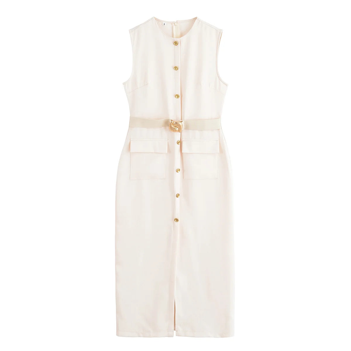 Women's Formal Midi Dress | Sleeveless, Belted
