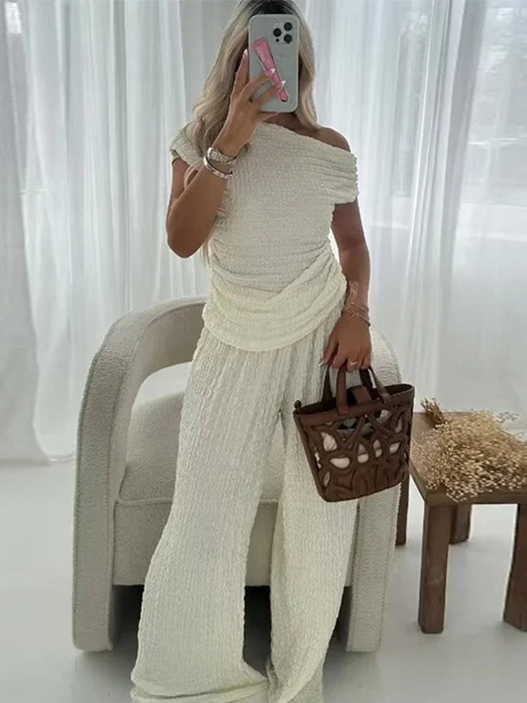 Women's Summer Co-Ord Set | Off Shoulder, High Waist
