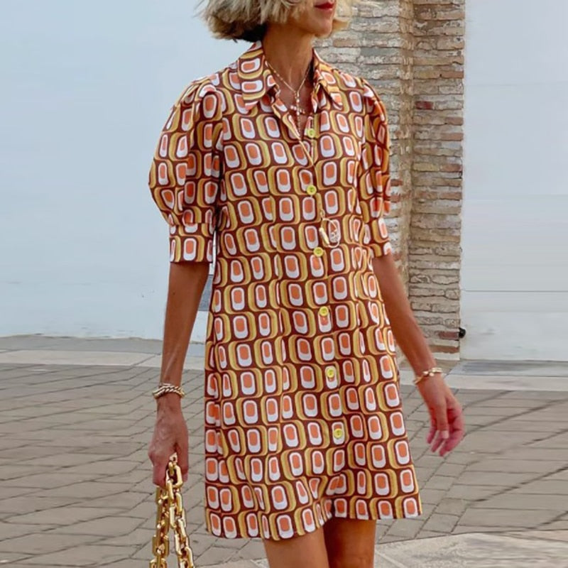 Quintelle - Printed button-down mini dress