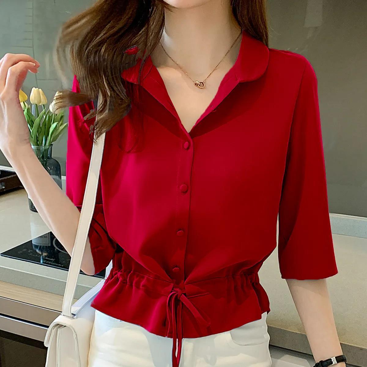 Zyrah - Elegant button-up polo blouse