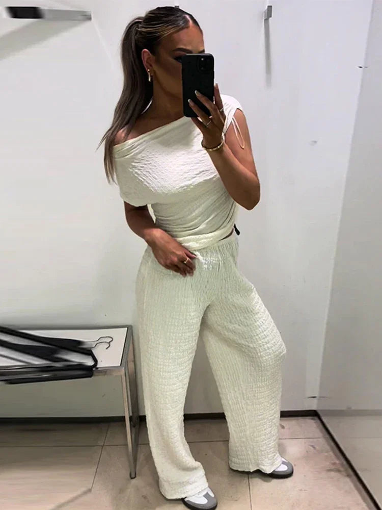 Women's Summer Co-Ord Set | Off Shoulder, High Waist