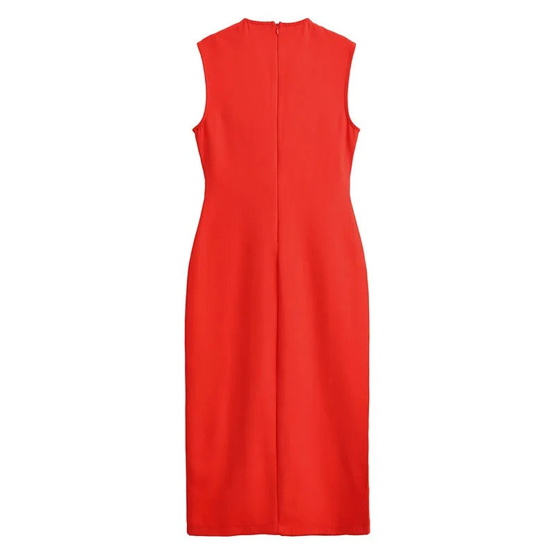 Women's Formal Midi Dress | Sleeveless, Belted