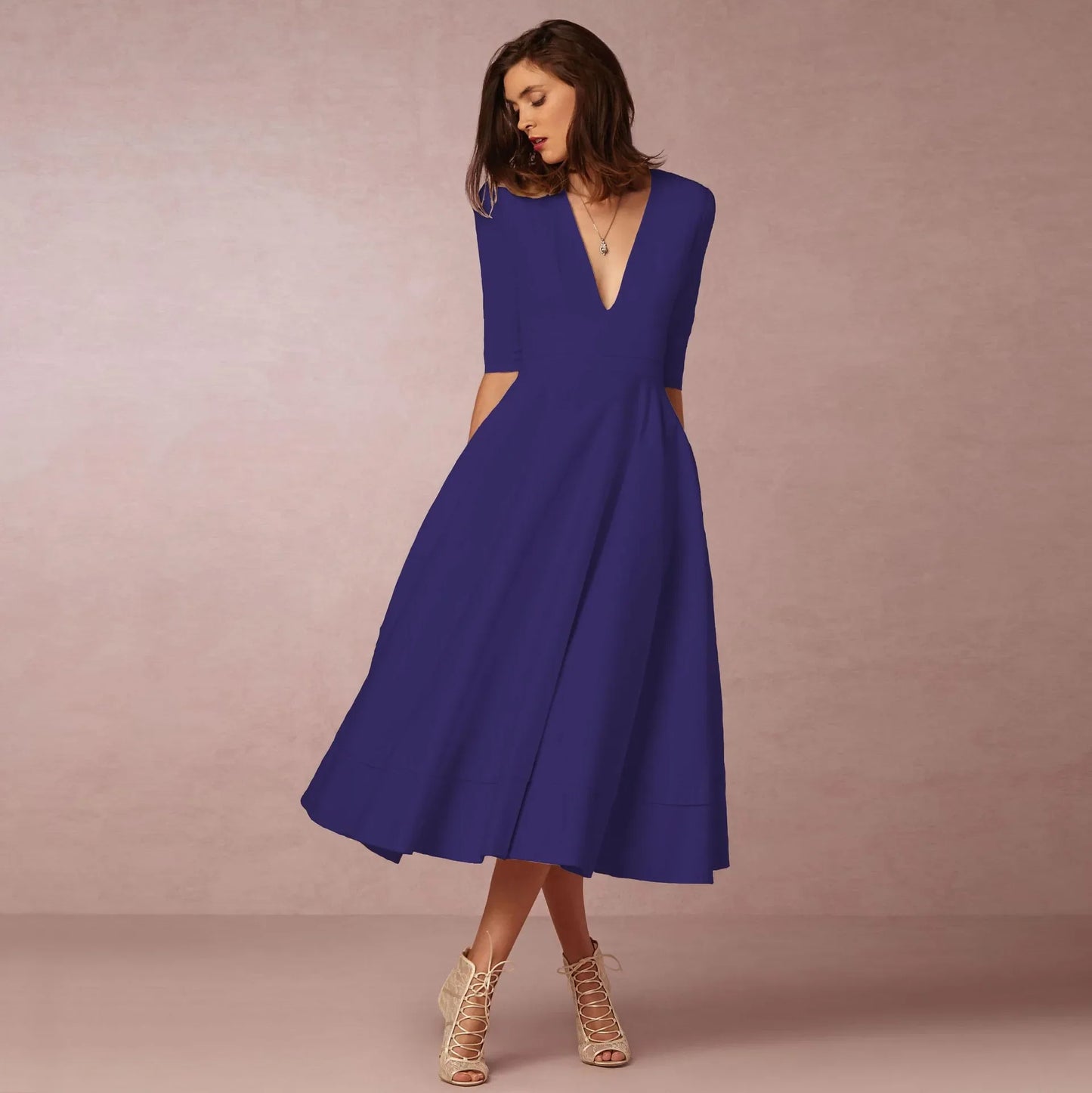 Women's Elegant A-Line Party Dress | Midi