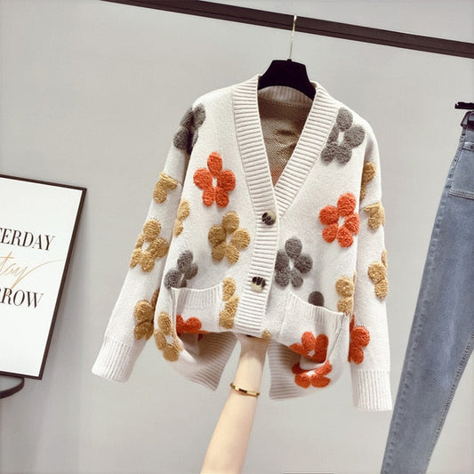 Women's Elegant Floral Knit Cardigan | Stylish, Comfortable, Adaptable