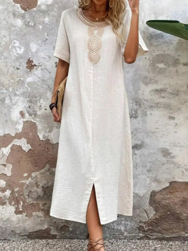 Geneva - Elegant short-sleeve long dress