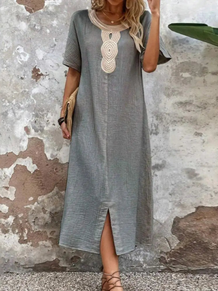 Geneva - Elegant short-sleeve long dress