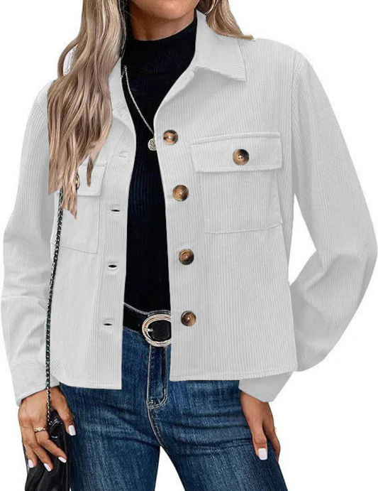 Jamelia - Casual and stylish corduroy cropped jacket with buttons