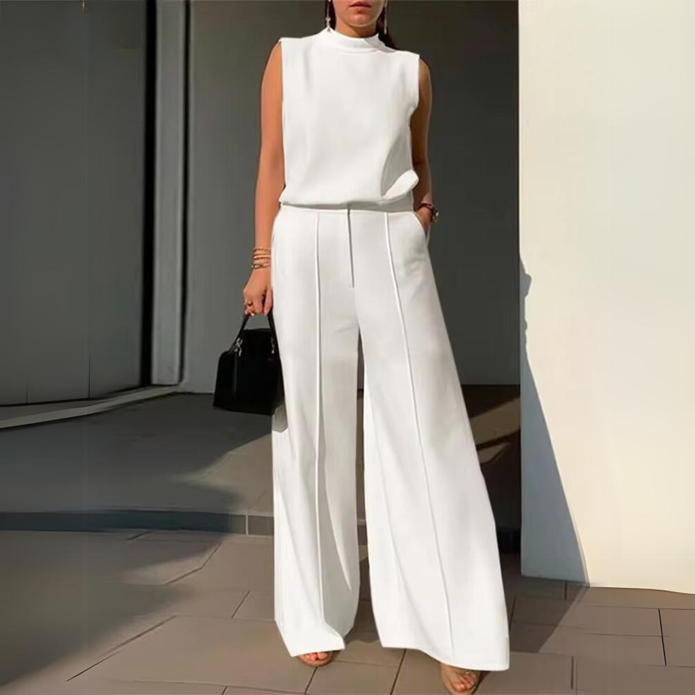 Lizzelle - Elegant sleeveless top and wide-leg trousers set
