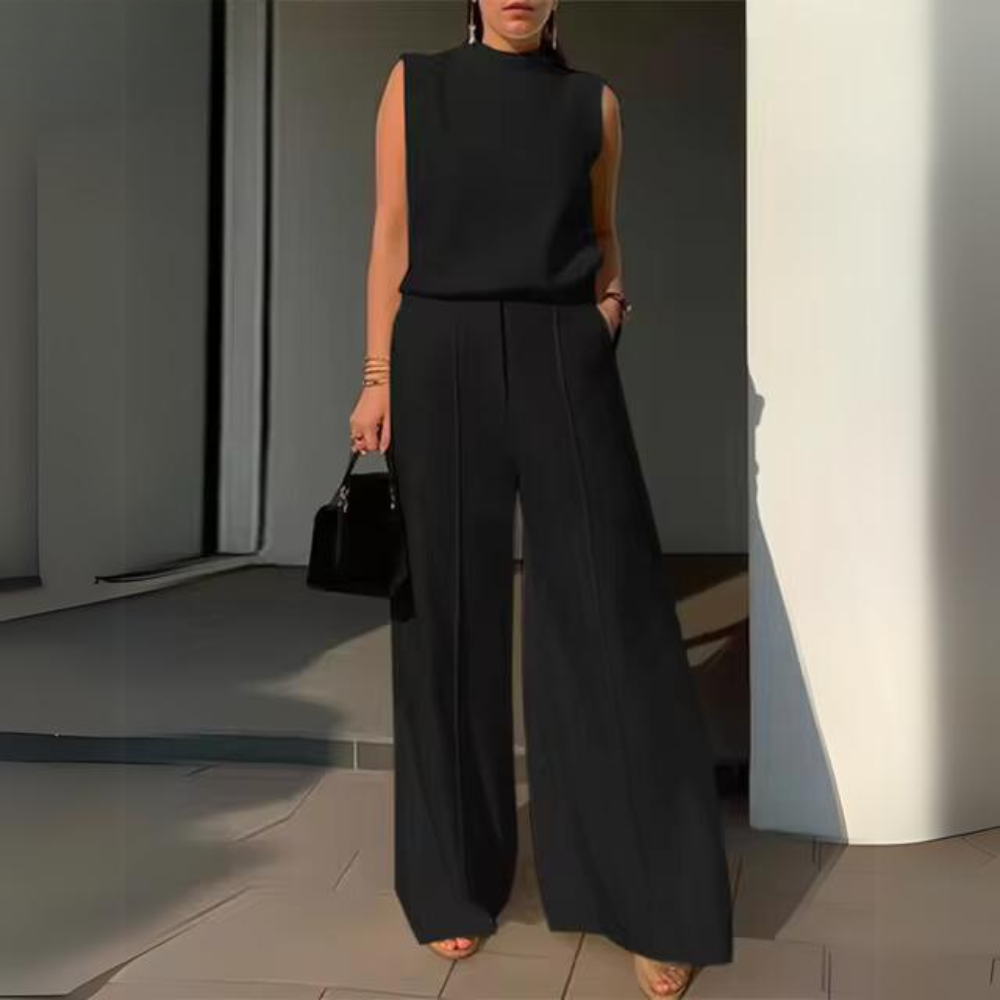 Lizzelle - Elegant sleeveless top and wide-leg trousers set